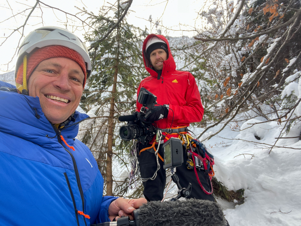 Dreharbeiten "Canyoning im Winter" für ServusTV Bergwelten: Der Hohe Göll